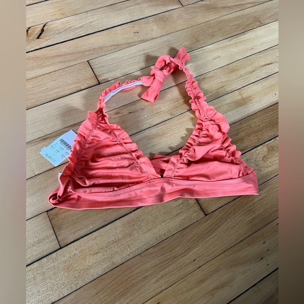 NWT J.crew pink ruffle bikini top